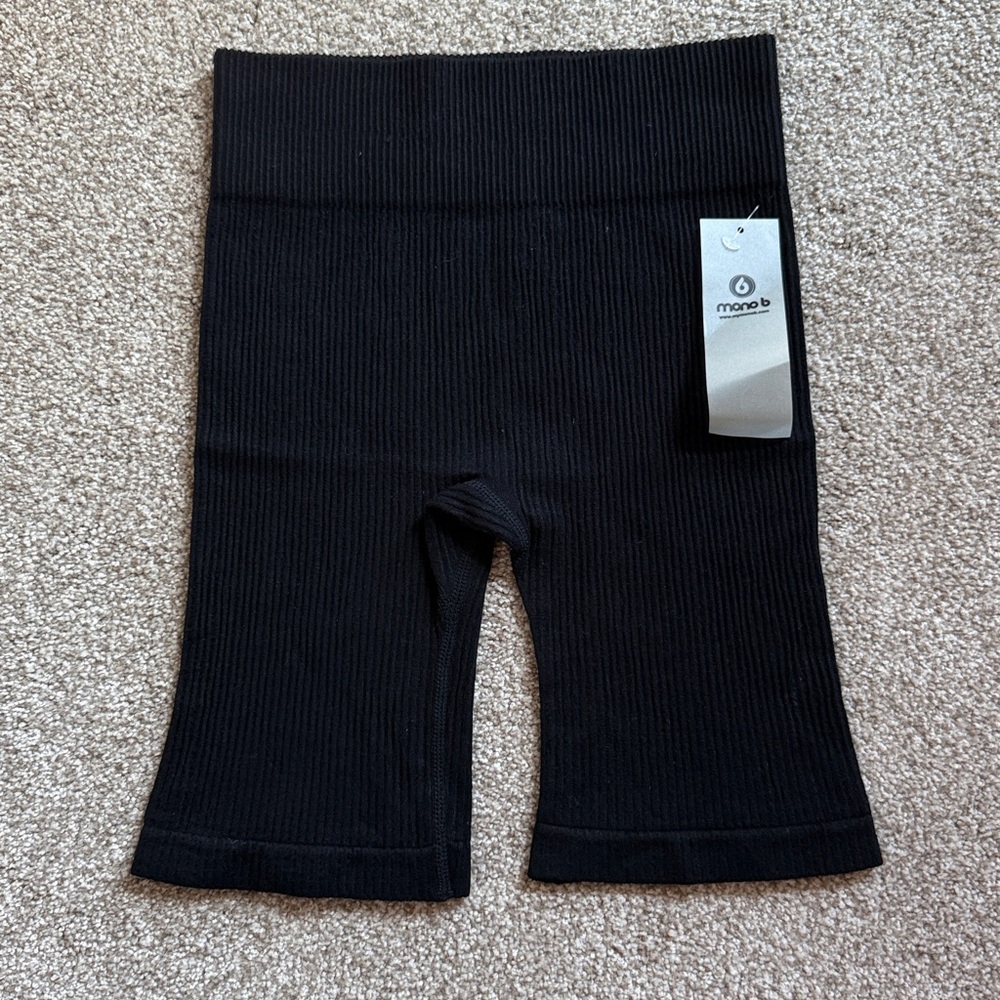 Mono B Black Ribbed Shorts